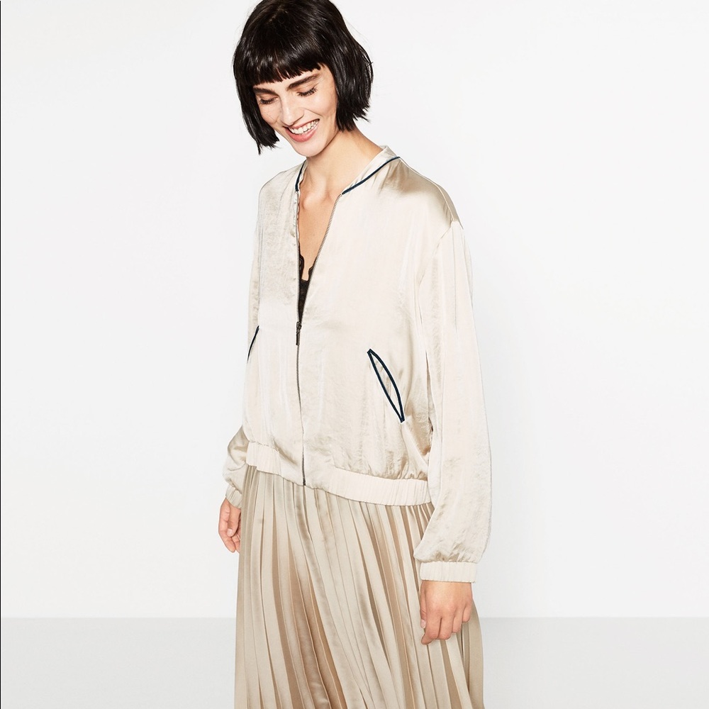 NWT Zara Kimono Satin Embroidered Bomber Jacket - Picture 1 of 8